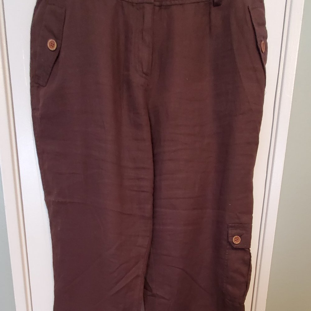 Style&Co Brown 💯 Linen Cargo